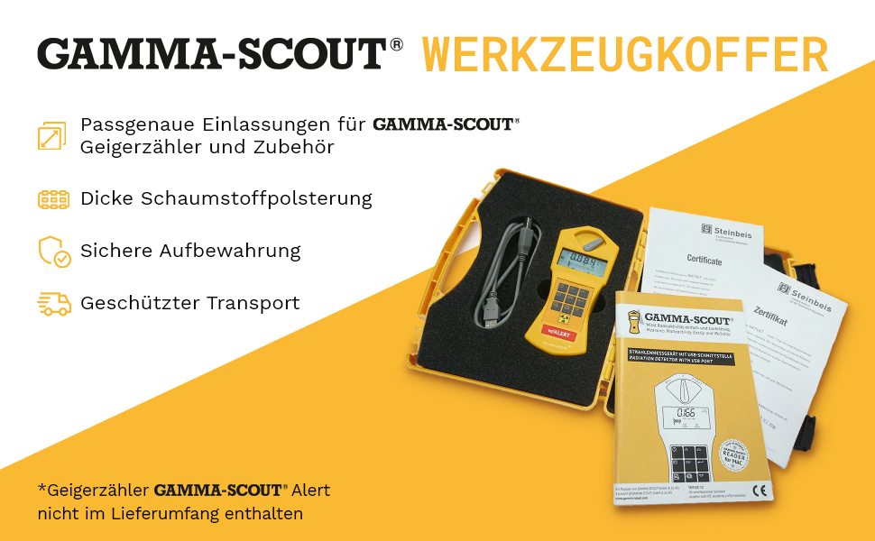 GAMMA-SCOUT Werkzeugkoffer zur sicheren Aufbewahrung und zum Schutz des GAMMA-SCOUT Geigerzählers und Zubehörs